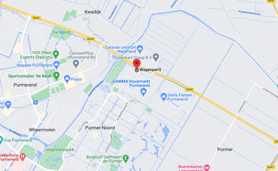 Wagenparq route op Google Maps